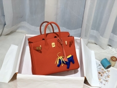 爱马仕香港官网 新到现货 25birkin 小牛togo皮 S3 心红色 金银扣