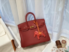 HERMES birkin 25cm swift皮  Q5大红 GHW 艳也不俗 也就只有这个色了