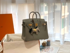 爱马仕官网 Birkin 25cm 进口Clence皮 GHW J7亚麻蓝 随便搭配都很出彩