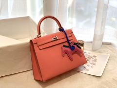 爱马仕女包 25Kelly epsom皮 8W 唇膏粉 金银扣