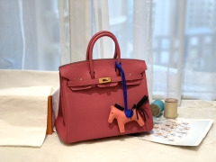 爱马仕包包批发 新到现货 25birkin 小牛togo皮 E5玫红 金银扣