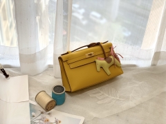 爱马仕价格 kelly pochette /一代 swift皮比较软 手感比较细腻 金扣 9D琥珀黄招财