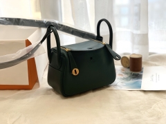 Hermes爱马仕中国官网 Mini Lindy swift  6O 松柏绿 金银扣 小小包大容量