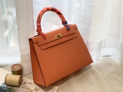 爱马仕女包 25Kelly epsom皮 L5 龙虾粉 金银扣
