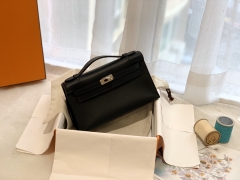 爱马仕中国官网 kelly pochette /一代 swift皮比较软 手感比较细腻 黑色 永不过时 百搭经典