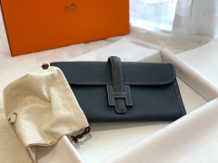 爱马仕女包批发 H家 Jige 29cm 密蜡线缝制.epsom 皮 手包 中包 晚宴包 超级百搭款 89 黑色