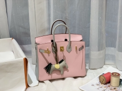 爱马仕香港官网 birkin 25 chevre mysore 3Q粉/80 珍珠灰-Pearl Gray 拉丝金扣