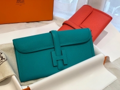 爱马仕女包批发 H家 Jige 29cm 密蜡线缝制.epsom 皮 手包 中包 晚宴包 超级百搭款 7F 孔雀蓝